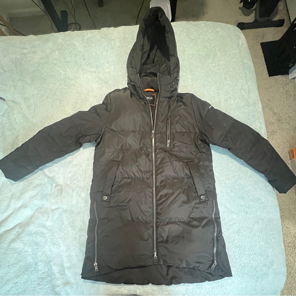 Orolay Two Way Zipper Hooded Puffer in VGU condition, size Large, Black